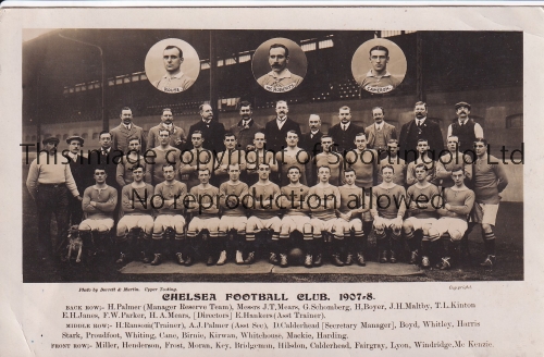CHELSEA 1907-1908 Chelsea Team Group Post Card photographed by Dorett & Martin of Upper Tooting,