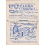 CHELSEA Gatefold programme Chelsea v Sunderland 5/10/1912. Not Ex Bound Volume. Generally good