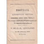 WARTIME FOOTBALL IN INDIA 1946 Large programme on good quality paper for Tommy Walker's XI v