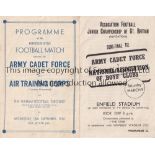 WARTIME FOOTBALL Two programmes for the Army Cadet Force v. Air Training Corps 13/9/1944 at Fulham