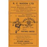 HEADINGTON Programme Headington United v Hastings United Southern League 19th August 1953. No