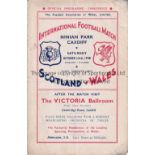 WALES - SCOTLAND 48 Wales home programme v Scotland, 23/10/48 at Ninian Park, slight tear around