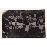 G.B. V. REST OF EUROPE 1947 A black & white postcard size photo of both team entering the field at