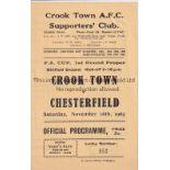 CROOK TOWN V CHESTRFIELD 1963 Programme for the FA Cup tie at Crook 16/11/1963. Generally good