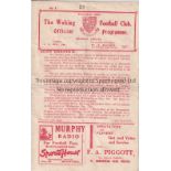 WOKING V WYCOMBE WANDERERS 1933 Programme for the Isthmian League match at Woking 25/11/1933,