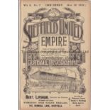 SHEFFIELD UNITED V ASTON VILLA 1904 Programme for the League match at Sheffield 19/11/1904, ex-