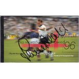 DAVID PLATT AUTOGRAPH / EURO 96 STAMPS A Royal mail European Football Championship 96 booklet with