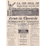 1933 CUP FINAL News Chronicle official songsheet, 1933 Cup Final, Everton v Manchester City,