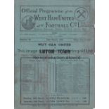 WEST HAM - LUTON 1939 Home programme v Luton Town, 18th March 1939 crease, slightly worn and minor