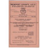 NEWPORT COUNTY V BOURNEMOUTH 1933 Programme for the League match at Newport 14/1/1933. Good