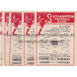 SOUTHAMPTON Six Southampton home Football League South single sheet programmes from the 1945/46