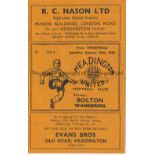 HEADINGTON / BOLTON Programme Headington United v Bolton Wanderers FA Cup 4th Round 30th January