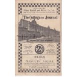 FULHAM V PLYMOUTH ARGYLE 1936 Programme for the League match at Fulham 29/8/1936, staples removed.