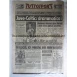 JUVE / CELTIC Tuttosport newspaper issue covering Juventus v Celtic European Cup 1st Round 30/9/1981