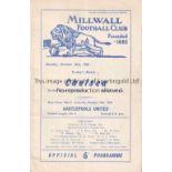 MILLWALL V CHELSEA 1960 Programme for the League Cup match at Millwall 10/10/1960 being their