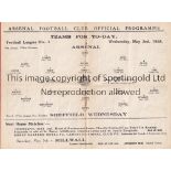 ARSENAL Programme for the home League match v. Sheff. Weds. 2/5/1928, horizontal fold, staples