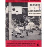 RANGERS - ANDERLECHT 59 Rangers home programme v Anderlecht, 16/9/59, European Cup, score on