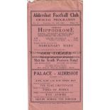 ALDERSHOT / QPR 1927 Gatefold programme Aldershot v Queen's Park Rangers FA Cup 1st Round 26/11/