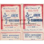 WIGAN Two gatefold home programmes from Wigan's FA Cup run in 1953/54 v Scarborough (1st Round) (