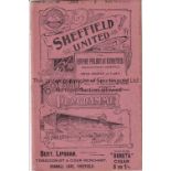 SHEFFIELD UNITED V GRIMSBY TOWN 1903 Programme for the League match at Sheffield 11/4/1903, ex-