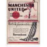 MAN UTD - SHEF UTD 1937 Manchester United home programme v Sheffield United, 2/10/1937, slight fold,