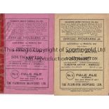 PLYMOUTH / SOUTHAMPTON Two Gatefold programmes for Plymouth Argyle v Southampton 1/3/1947. One is