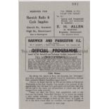TOTTENHAM HOTSPUR Programme for the away ECL match v. Harwich & Parkeston 22/9/1951. Good