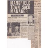MANSFIELD TOWN A folder containing 12 newspaper cuttings from 1975 and 1976 collected by Manager