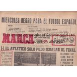 1965/66 FAIRS CUP Valencia v Leeds United played 16 February 1966 at the Mestalla, Valencia. Rare