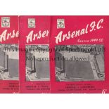 ARSENAL Ten home programmes for 1949/50 season including Liverpool, WBA, Everton, Fulham, Charlton