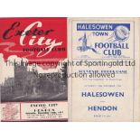 HENDON Two away programmes from Hendon's FA Cup run in 1955/56 at Halesowen Town 19/11/1955 (1st