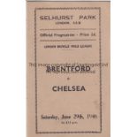 BRENTFORD / CHELSEA / PALACE Unusual 4 Page card Brentford v Chelsea at Selhurst Park (Crystal