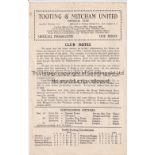 TOOTING & MITCHAM V. R.A.F. 1944 Single sheet programme for the London Senior Cup match at Tooting