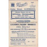 ALDERSHOT RESERVES Four Page Home programme v Swansea Town Reserves 29/10/1932. First season as a