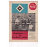 MAN UNITED Away programme v Hamburg (Friendly) 12/8/1959. No writing. Generally good