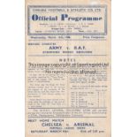 CHELSEA Four page programme Army v RAF at Stamford Bridge 13/3/1946. Stanley Matthews , Billy Wright