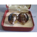 ROCKY MARCIANO V EZZARD CHARLES 1954 A pair of cufflinks each with a boxing glove on the outside and