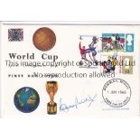BOBBY MOORE First Day Cover with World Cup 1966 Stamps handstamped Wembley dated 1/6/1966 signed
