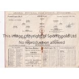 ARSENAL V SUNDERLAND 1931 / CLIFF BASTIN AUTOGRAPH Programme for the League match at Arsenal 12/9/