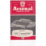 ARSENAL / MAN UNITED Programme Arsenal v Manchester United 1/2/1958 at Highbury. Last match in