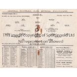 ARSENAL V SUNDERLAND 1934 / DAVID JACK AUTOGRAPH Programme for the League match at Arsenal 21/4/