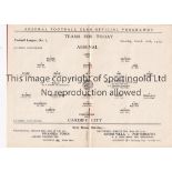 ARSENAL V CARDIFF CITY 1929 Programme for the League match at Arsenal 16/3/1929. Good