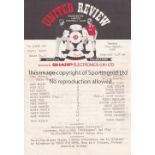 MANCHESTER UNITED Single sheet home Youth Cup programme v. Sheff. Utd. 17/3/1986, horizontal fold.