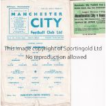 MANCHESTER CITY V MANCHESTER UNITED Single sheet Reserve team programme at City 8/3/1965, very