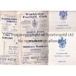 WIMBLEDON Over 60 home programmes: 61/2 v Middlesex Wanderers, 63/4 X 3, 64/5 X 19 including