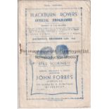 BLACKBURN / MAN UNITED Programme for the match at Ewood Park 14/12/1946. Folds. One team change in