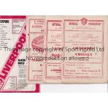 LIVERPOOL Ten Liverpool home programmes all with punch holes 1947-1959 to include Manchester