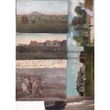 GOLF POSTCARDS Nine postcards: A colour scene of The Links at St. Andrews in 1907 with writing on