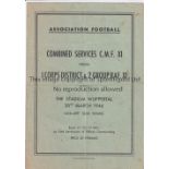 WARTIME FOOTBALL IN GERMANY 1946 Programme for Combined Services C.M.F. XI v 1 Corps District & 2