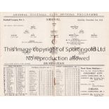 ARSENAL V BIRMINGHAM 1932 Programme for the League match at Arsenal 31/12/1932, very slightly